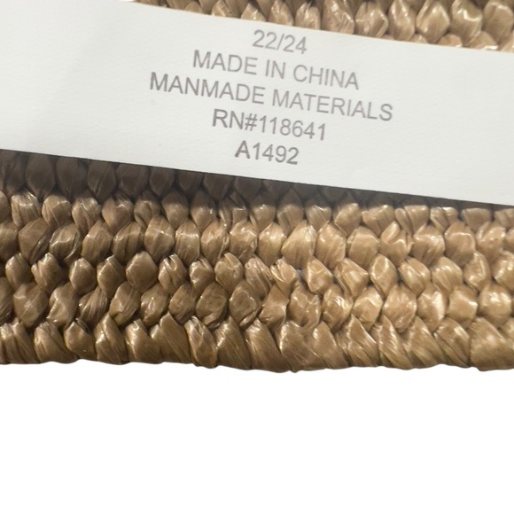 Woven Straw Belt Large Tortoise Square Buckle Tan Gold Plus Size 22-24 Trendy - Picture 7 of 8